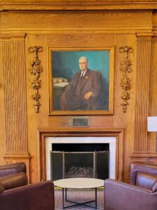 A photo of the Johnson Room fireplace