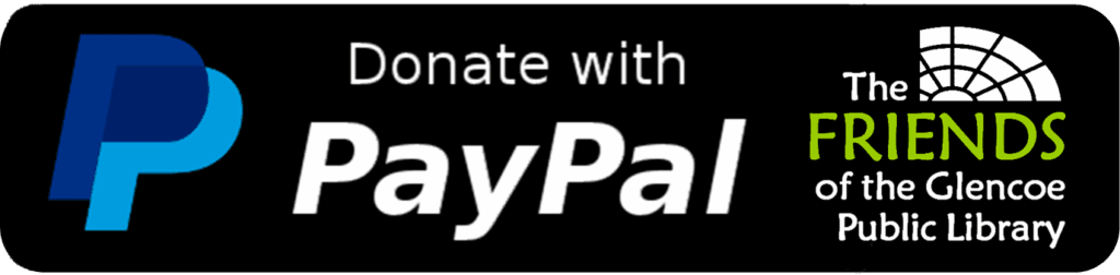 Donate with PayPal button with the Friends of the Glencoe Public Library logo on the right side